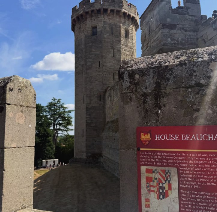 The rampart walk running below Guy's Tower at Warwick Castle